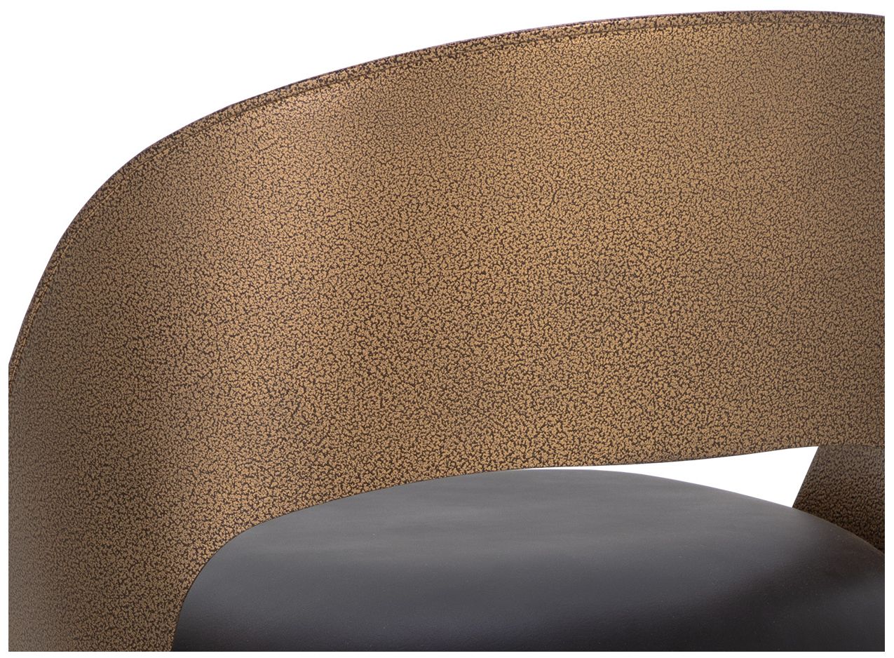 Sunpan Dezirae Counter Stool Antique Brass Charcoal Black Leather