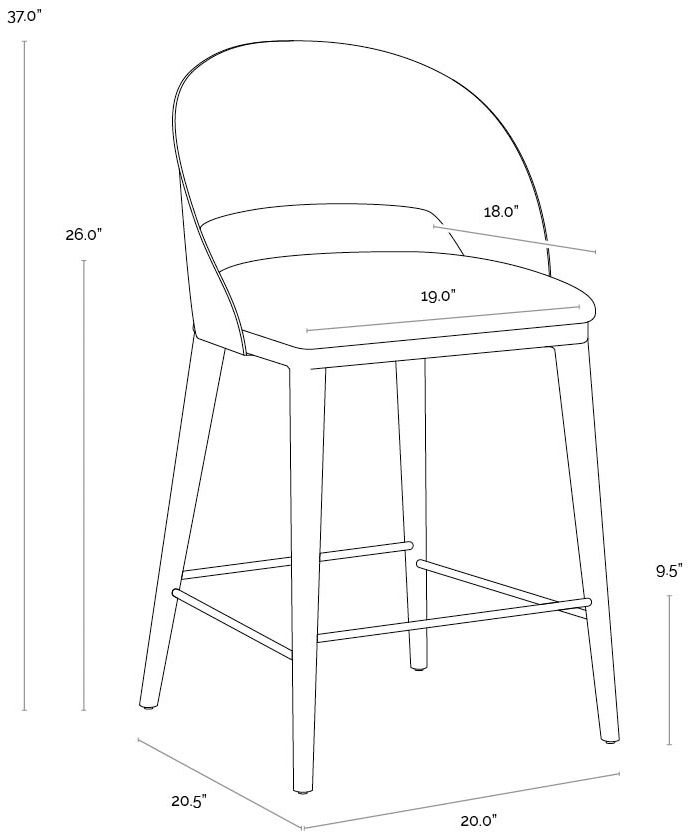 Sunpan Dezirae Counter Stool Antique Brass Charcoal Black Leather