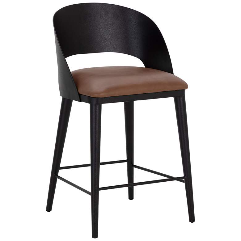 Image 1 Sunpan Dezirae Counter Stool Black Cognac Leather