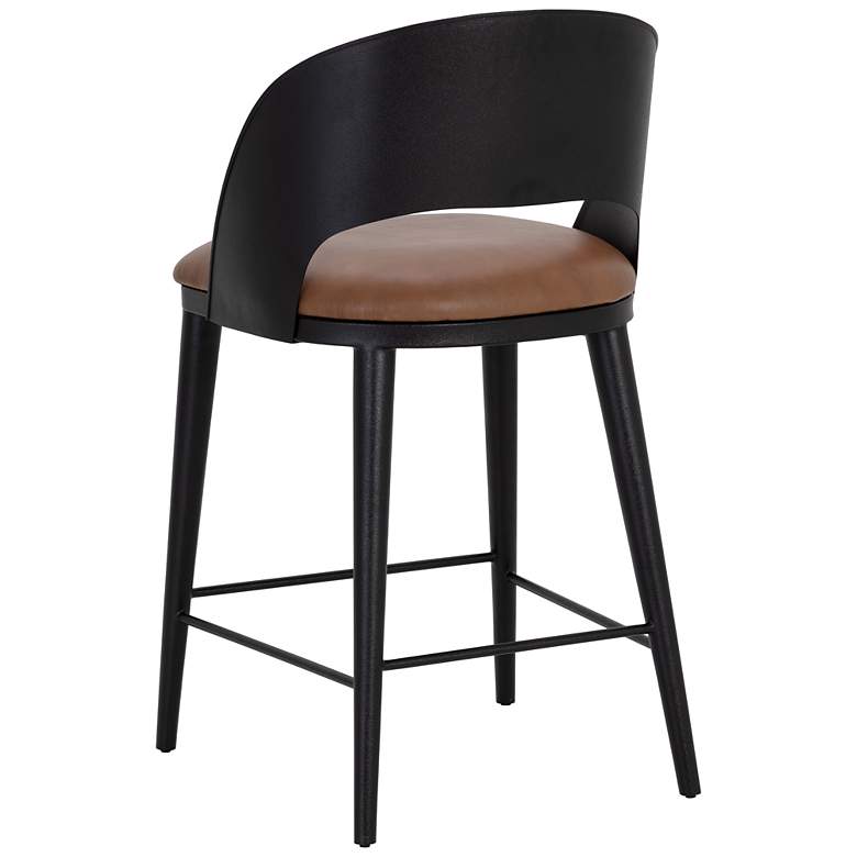 Image 4 Sunpan Dezirae Counter Stool Black Cognac Leather more views