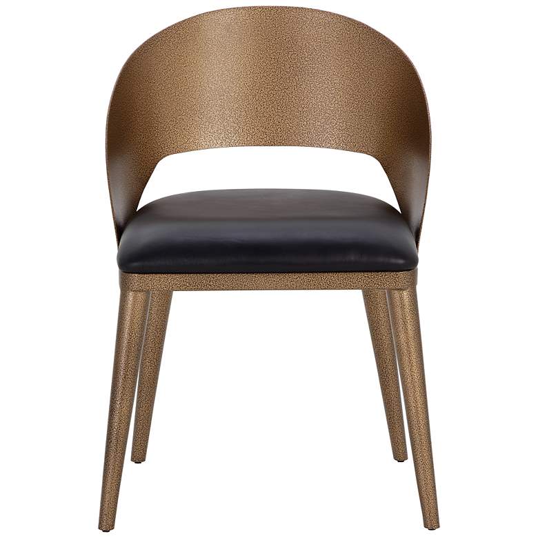 Image 3 Sunpan Dezirae Dining Chair Antique Brass Charcoal Black Leather more views