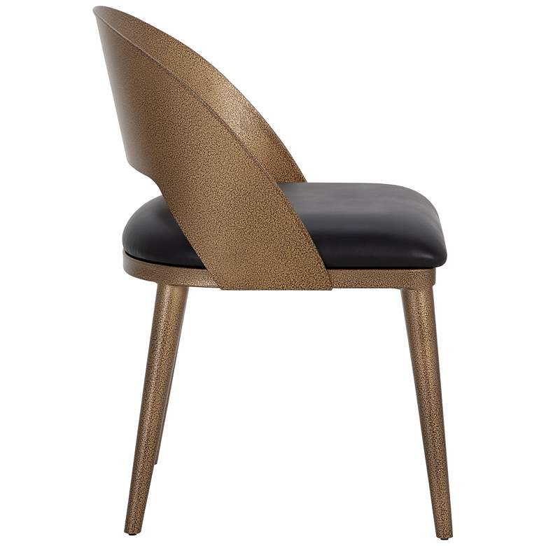Image 4 Sunpan Dezirae Dining Chair Antique Brass Charcoal Black Leather more views