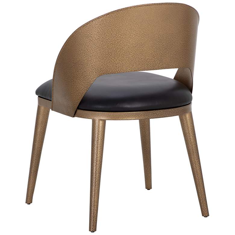 Image 5 Sunpan Dezirae Dining Chair Antique Brass Charcoal Black Leather more views