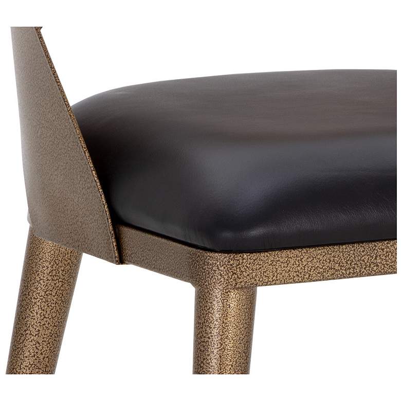 Image 6 Sunpan Dezirae Dining Chair Antique Brass Charcoal Black Leather more views