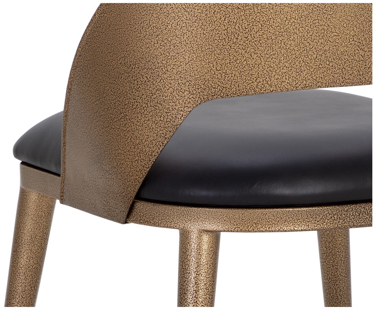 Sunpan Dezirae Dining Chair Antique Brass Charcoal Black Leather