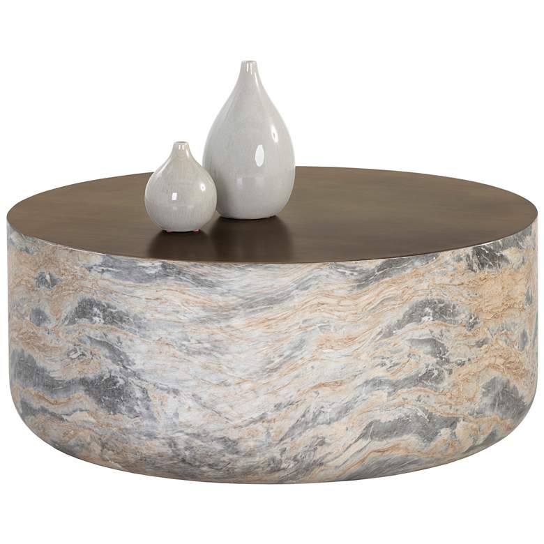 Image 1 Sunpan Diaz Coffee Table Marble Look Antique Brass