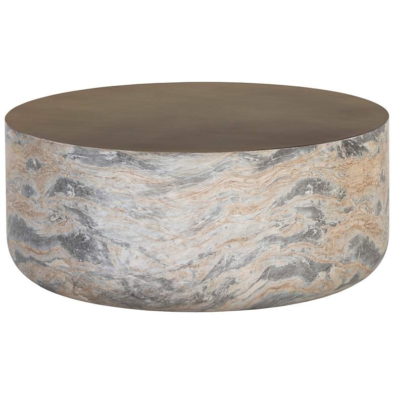 Image 2 Sunpan Diaz Coffee Table Marble Look Antique Brass more views