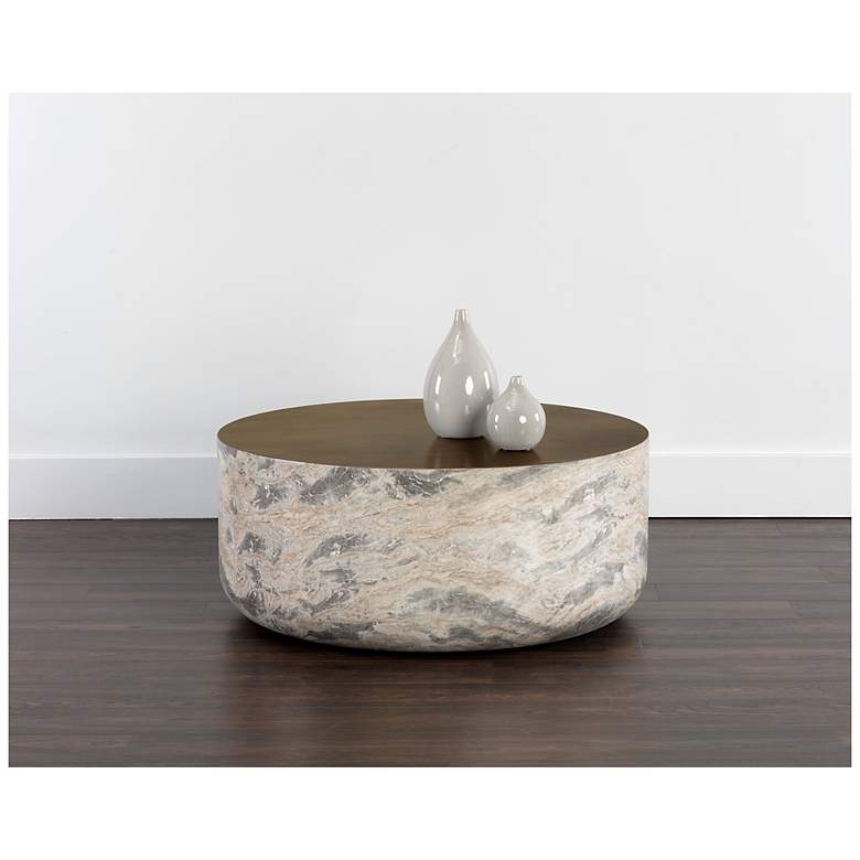 Image 4 Sunpan Diaz Coffee Table Marble Look Antique Brass more views