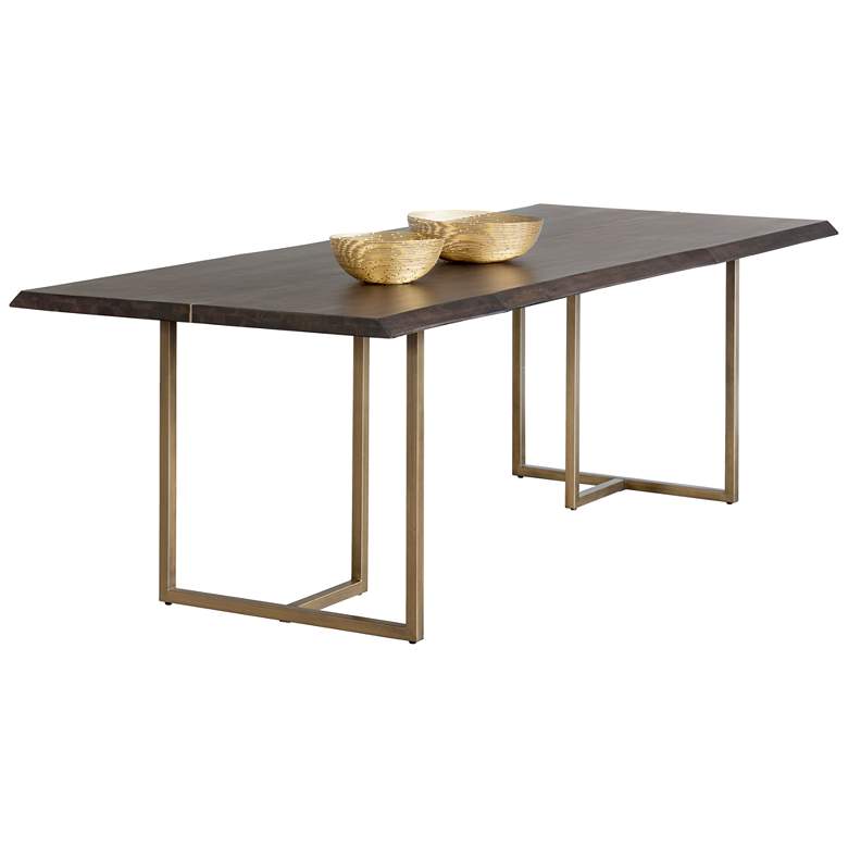 Image 1 Sunpan Donnelly Dining Table Antique Brass Dark Mango 95"