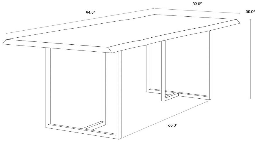 Sunpan Donnelly Dining Table Antique Brass Dark Mango 95"