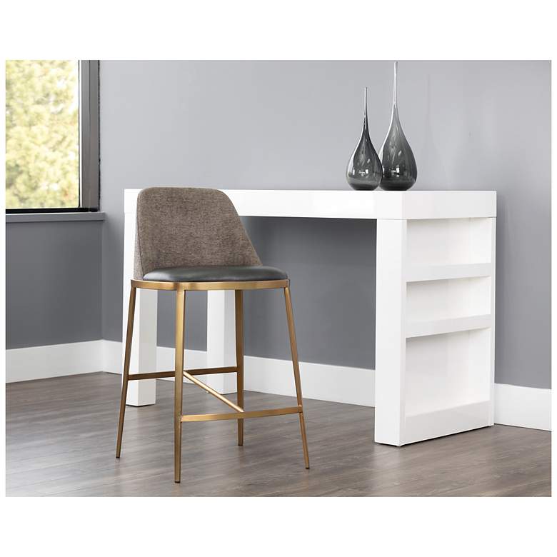 Image 4 Sunpan Dover Counter Stool Bravo Portabella and Sparrow Gray more views