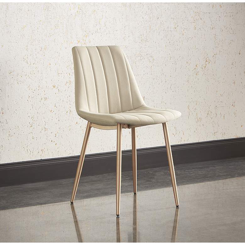 Image 1 Sunpan Drew Dining Chair Champagne Gold Antonio Linen Set of 2