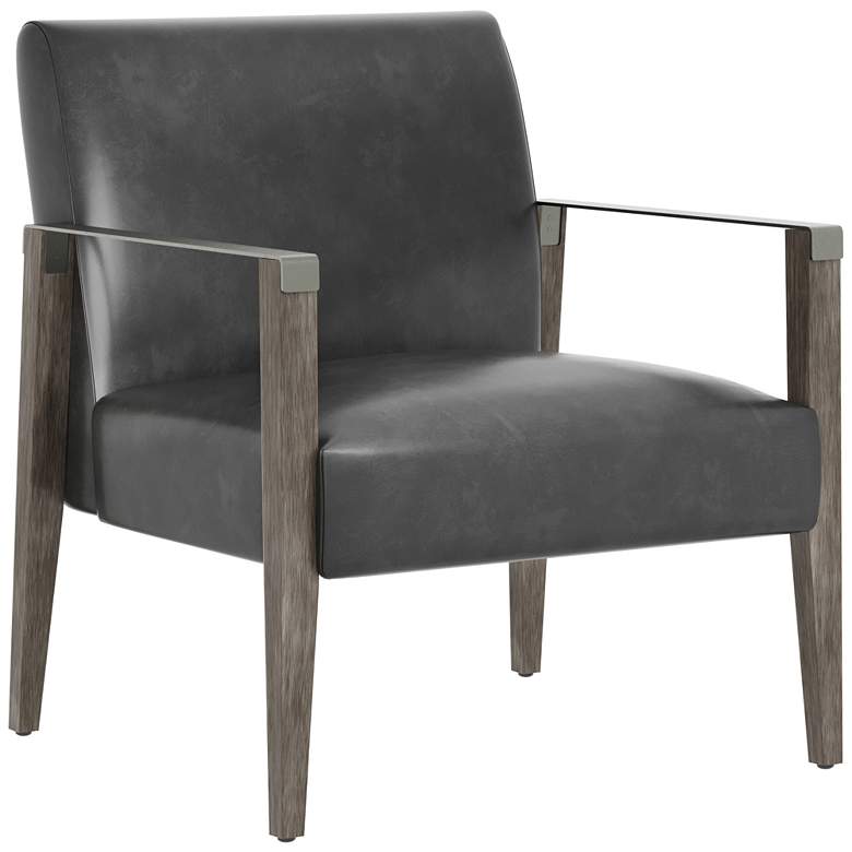 Image 2 Sunpan Earl Lounge Chair Ash Gray Brentwood Charcoal Leather