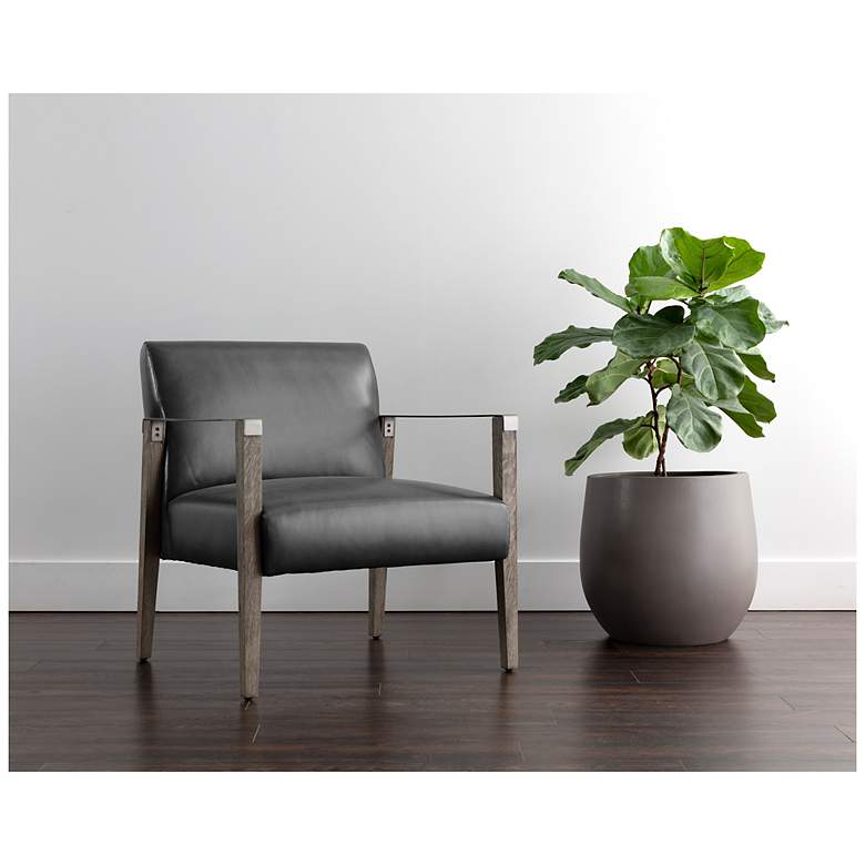 Image 1 Sunpan Earl Lounge Chair Ash Gray Brentwood Charcoal Leather