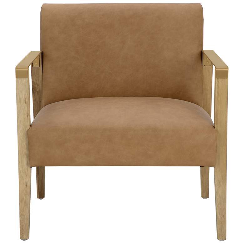 Image 3 Sunpan Earl Lounge Chair Rustic Oak Ludlow Sesame Leather more views