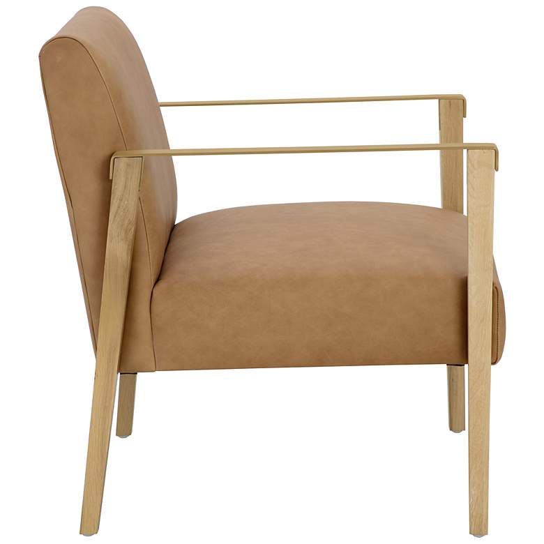 Image 4 Sunpan Earl Lounge Chair Rustic Oak Ludlow Sesame Leather more views