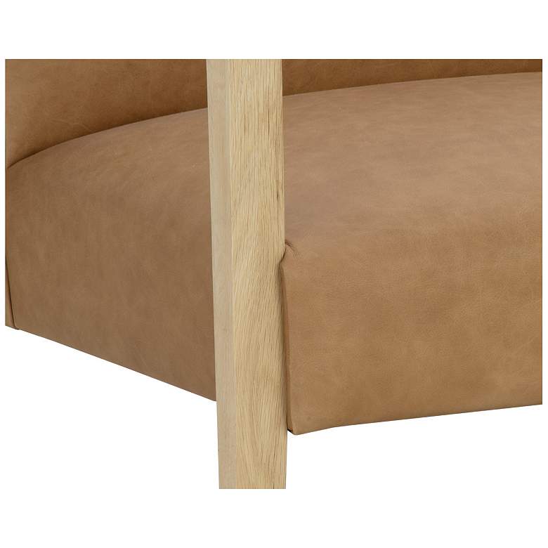 Image 6 Sunpan Earl Lounge Chair Rustic Oak Ludlow Sesame Leather more views