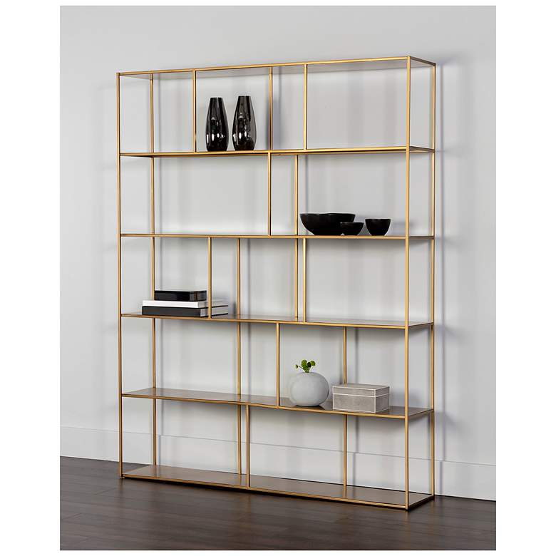 Image 2 Sunpan Eiffel Bookcase Extra Large Antique Brass more views