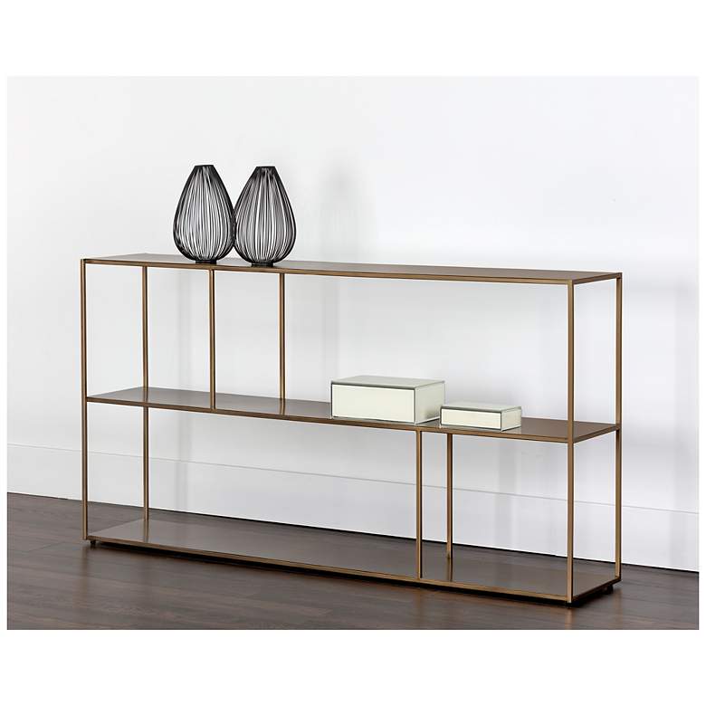 Image 3 Sunpan Eiffel Low Bookcase Large Antique Brass more views