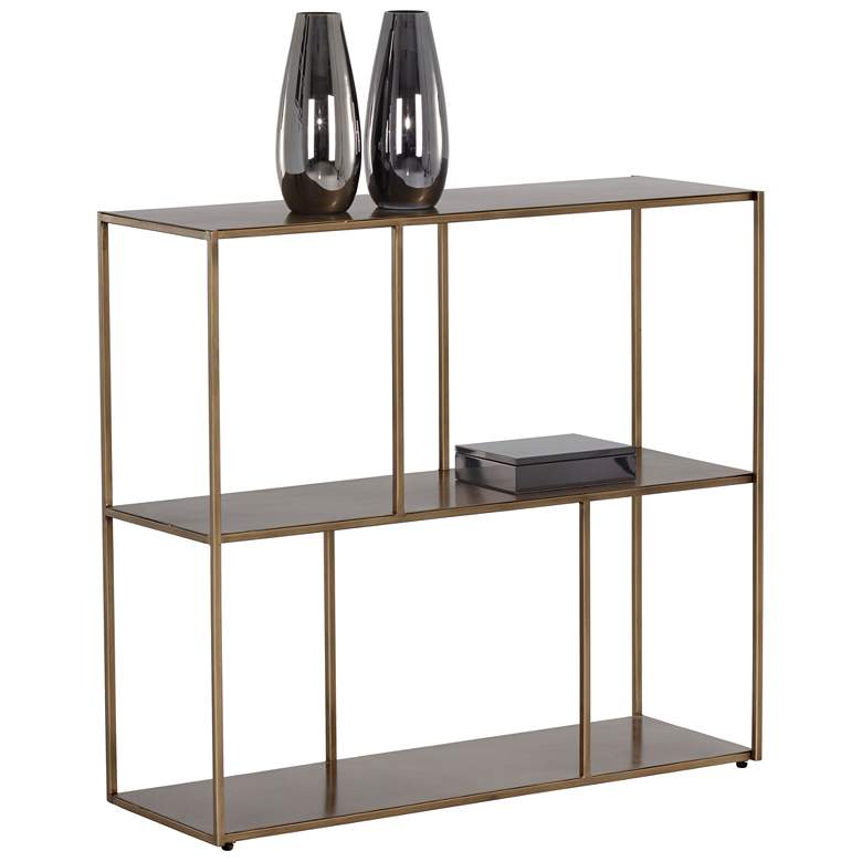 Image 1 Sunpan Eiffel Low Bookcase Medium Antique Brass