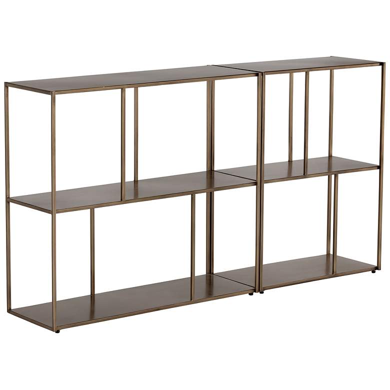 Image 3 Sunpan Eiffel Low Bookcase Medium Antique Brass more views