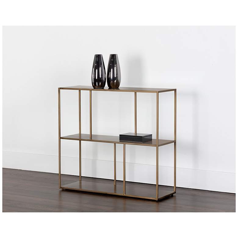 Image 4 Sunpan Eiffel Low Bookcase Medium Antique Brass more views