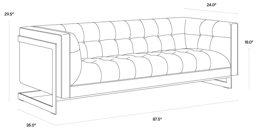 Sunpan Ekon 87 1/2" Wide Abbington Black Modern Sofa