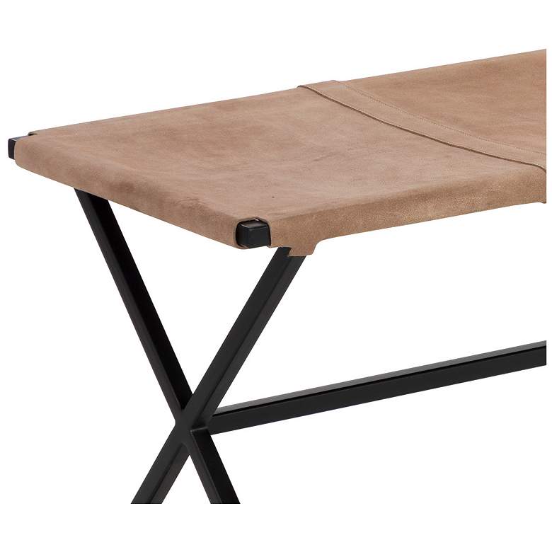 Image 5 Sunpan Elon Bench Suede Light Tan Leather more views