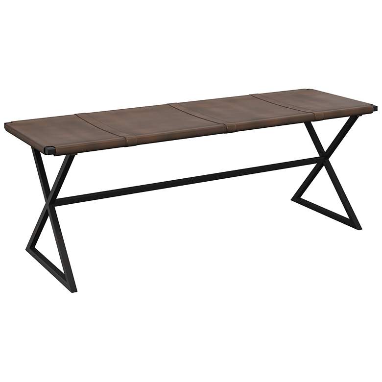 Image 1 Sunpan Elon Bench Vintage Cognac Leather