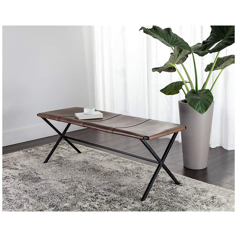 Image 5 Sunpan Elon Bench Vintage Cognac Leather more views