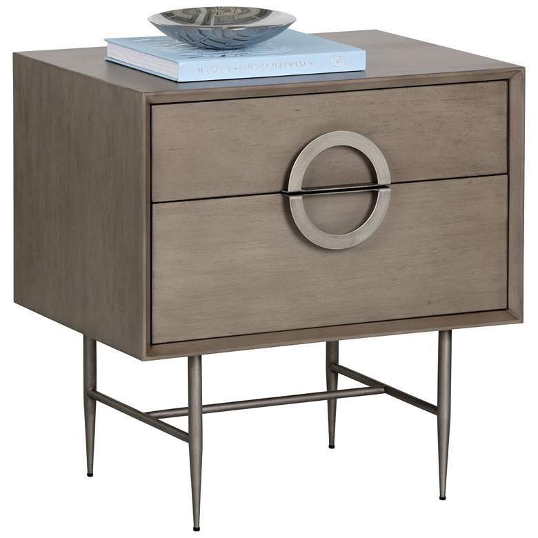 Image 1 Sunpan Emery Nightstand Antique Silver Ash Gray