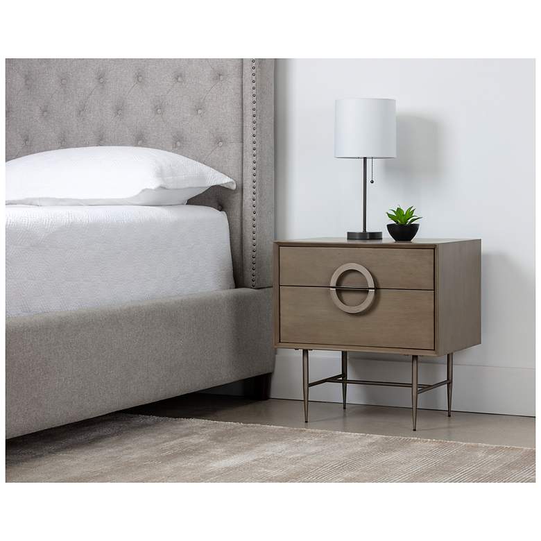 Image 4 Sunpan Emery Nightstand Antique Silver Ash Gray more views
