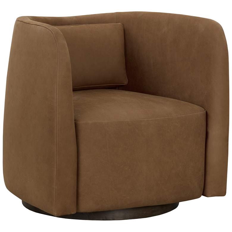 Image 1 Sunpan Emilie Swivel Lounge Chair Nubuck Caramel Leather
