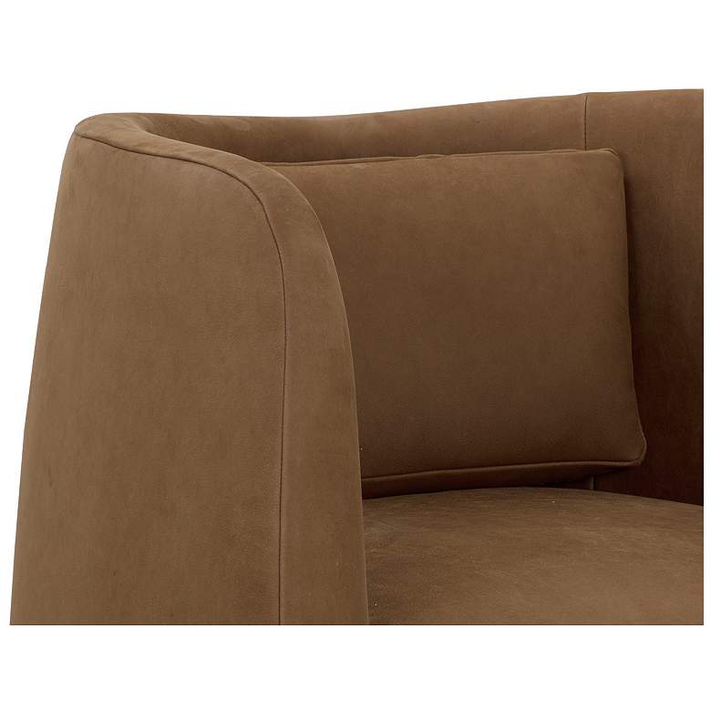 Image 6 Sunpan Emilie Swivel Lounge Chair Nubuck Caramel Leather more views