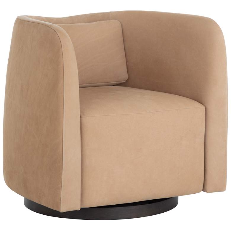 Image 1 Sunpan Emilie Swivel Lounge Chair Nubuck Tan Leather