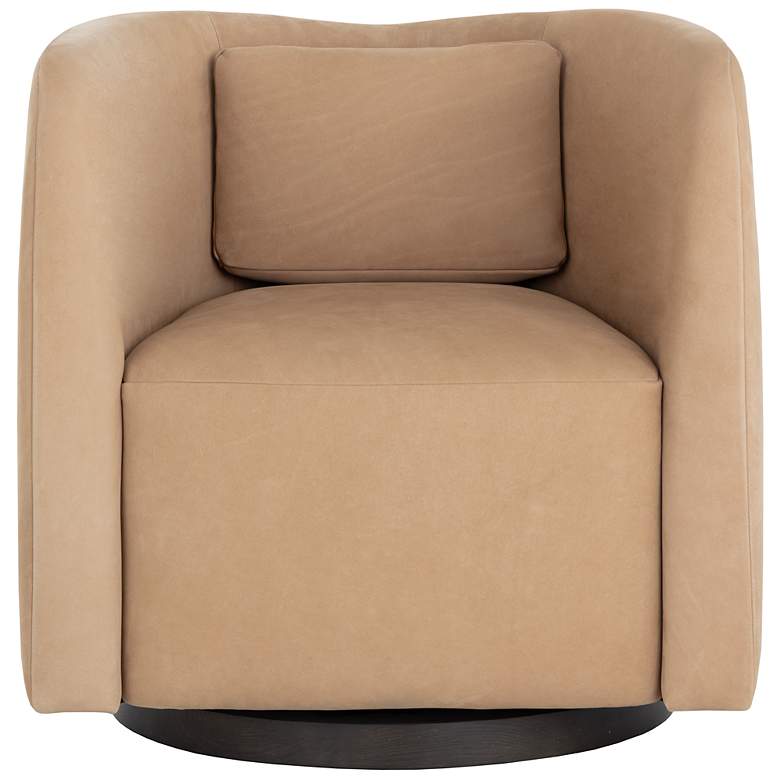 Image 2 Sunpan Emilie Swivel Lounge Chair Nubuck Tan Leather more views