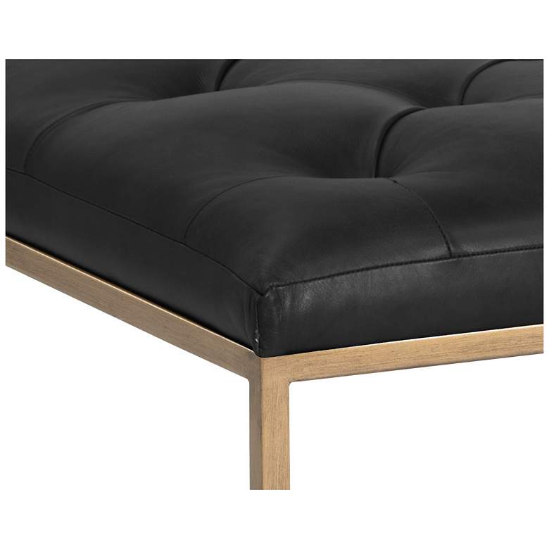 Image 4 Sunpan Endall Ottoman Antique Brass Vintage Black Night Leather more views