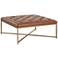 Sunpan Endall Ottoman Antique Brass Vintage Camel Leather