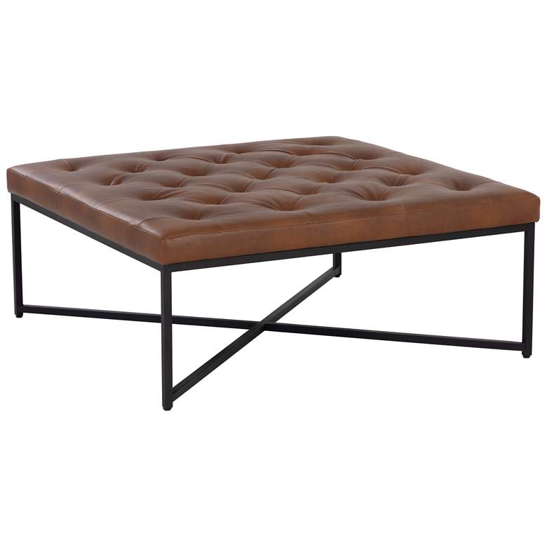 Image 1 Sunpan Endall Ottoman Black Bravo Cognac