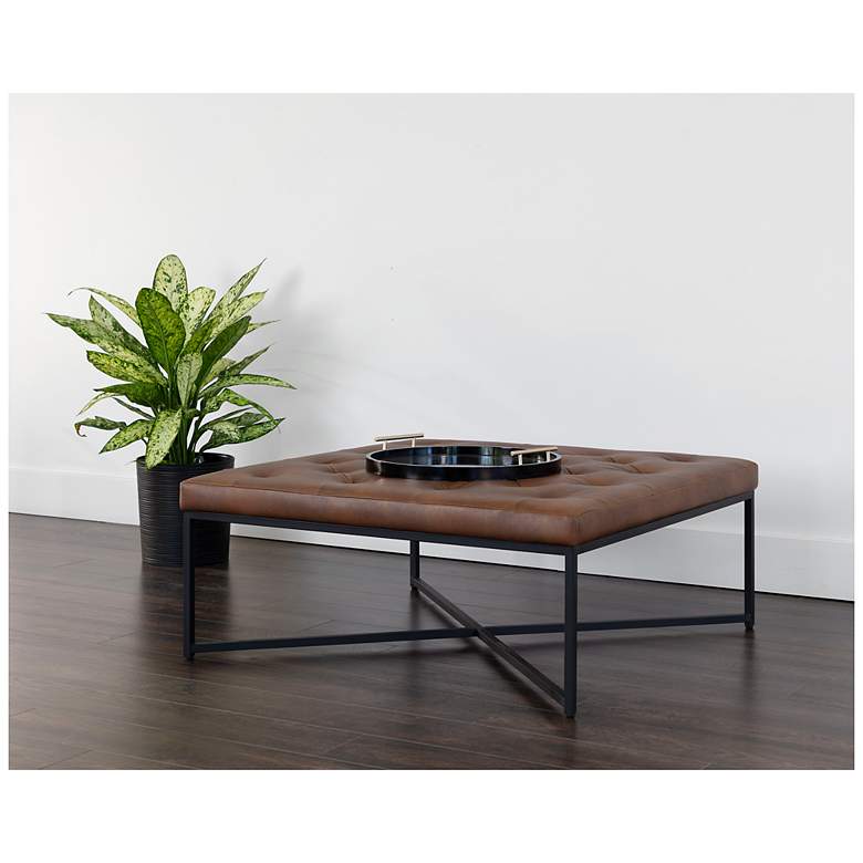 Image 5 Sunpan Endall Ottoman Black Bravo Cognac more views
