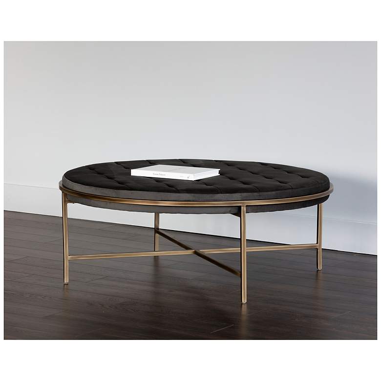 Image 3 Sunpan Ethel Ottoman Round Piccolo Pebble more views