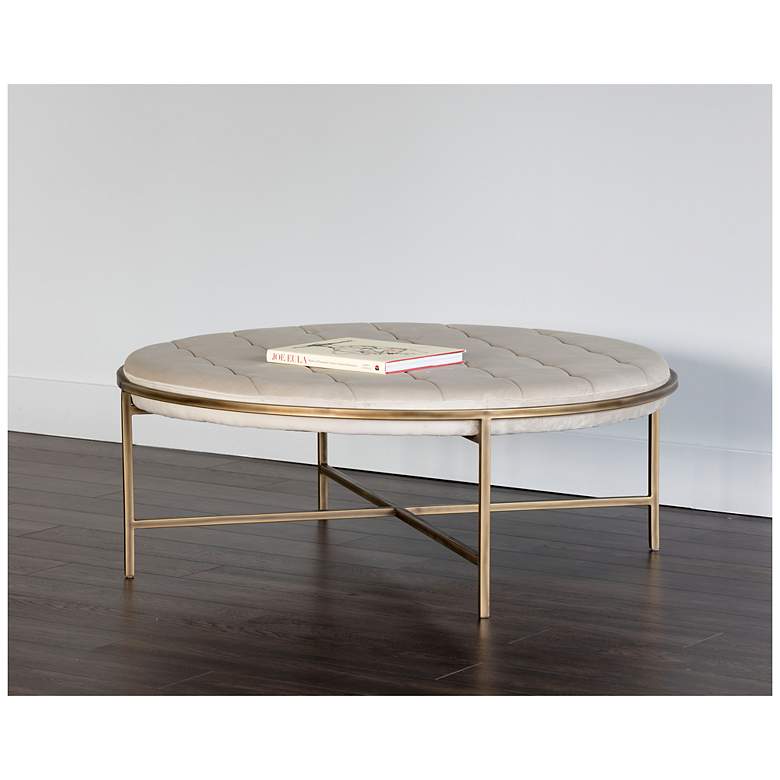 Image 3 Sunpan Ethel Ottoman Round Piccolo Prosecco more views