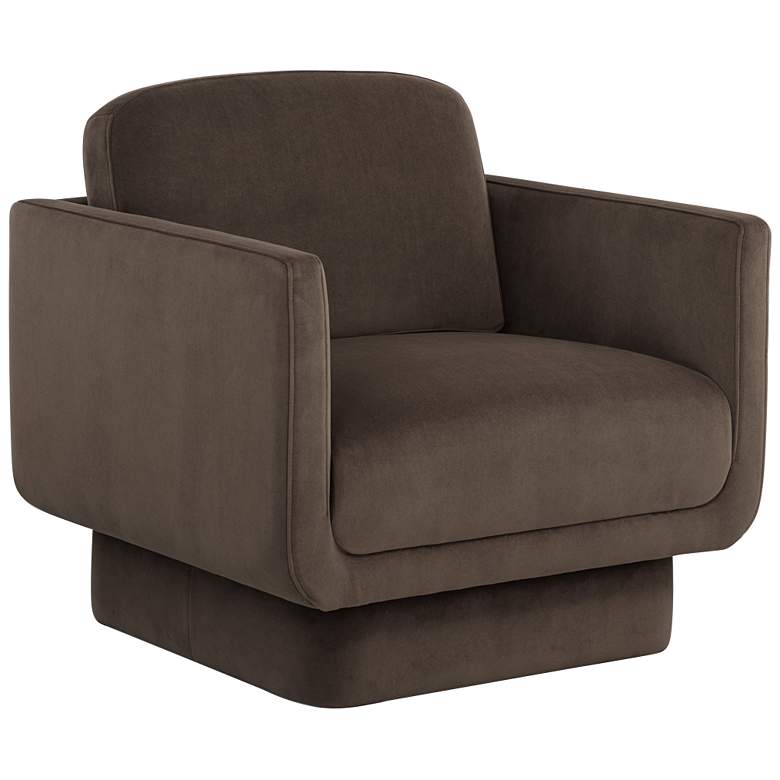 Image 2 Sunpan Everton 32" Wide Meg Dark Brown Fabric Lounge Chair