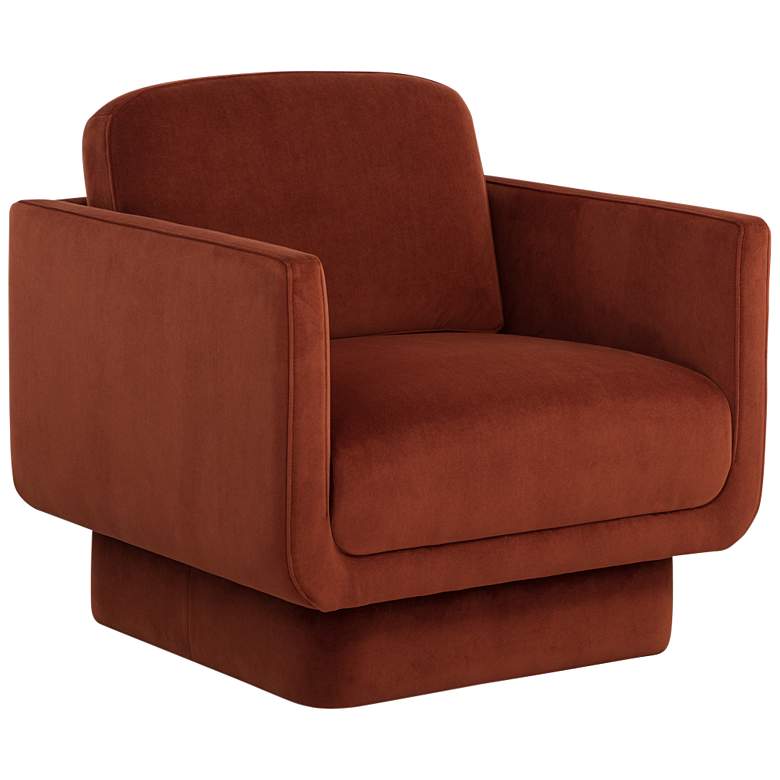 Image 2 Sunpan Everton Meg 32" Wide Rust Fabric Modern Lounge Chair