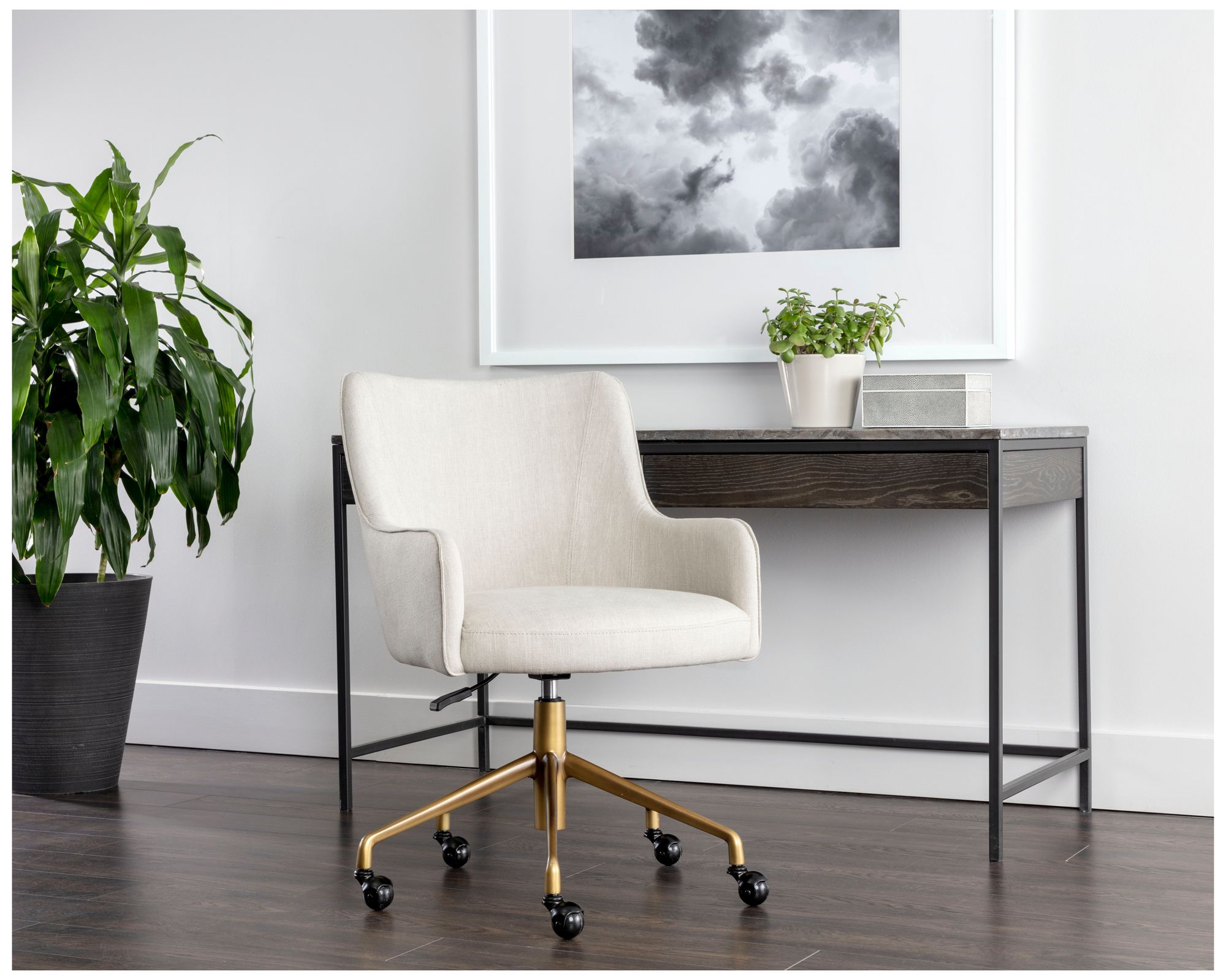 Image 6 Sunpan Franklin Office Chair Beige Linen more views