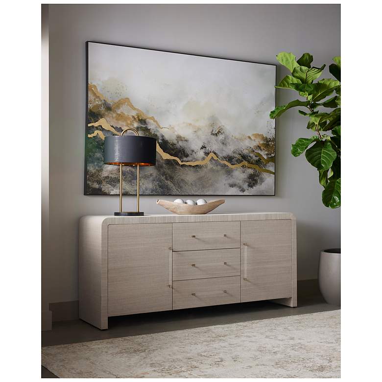 Image 3 Sunpan Gannon 110" Wide Ernst Sandstone Fabric Modern Sofa more views