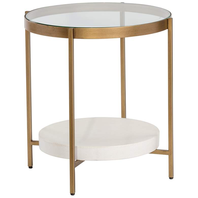 Image 1 Sunpan Gia 23 3/4" Wide Modern Glass Top Side Table
