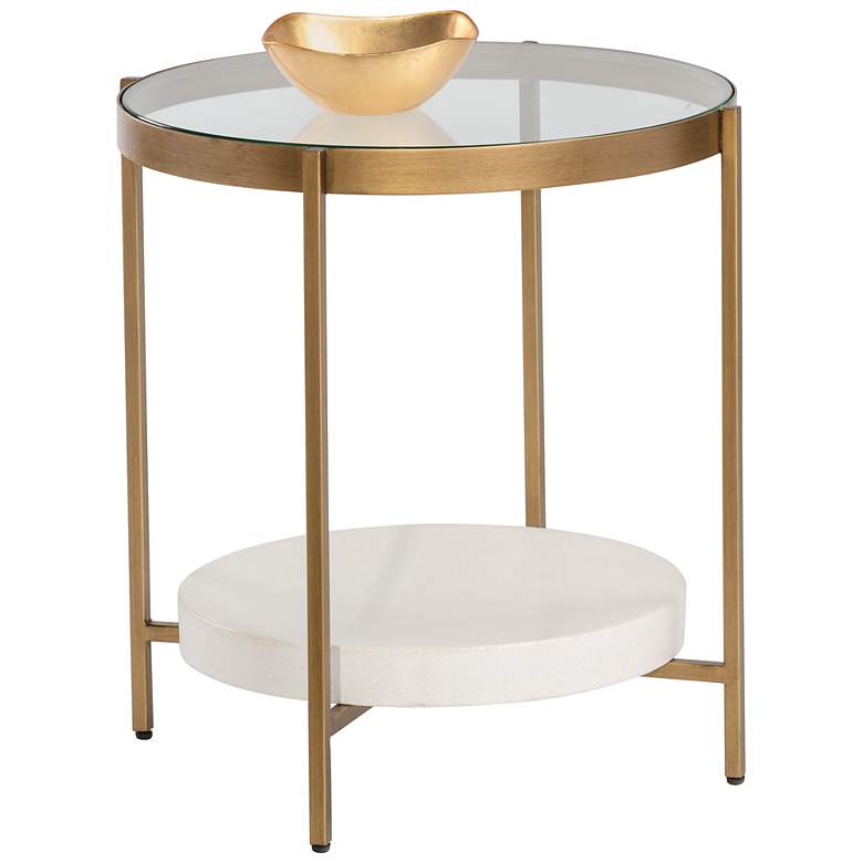 Image 2 Sunpan Gia 23 3/4" Wide Modern Glass Top Side Table more views
