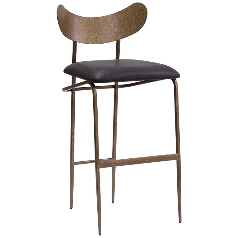 Image 1 Sunpan Gibbons Barstool Antique Brass Charcoal Black Leather