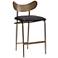 Sunpan Gibbons Counter Stool Antique Brass Charcoal Black Leather